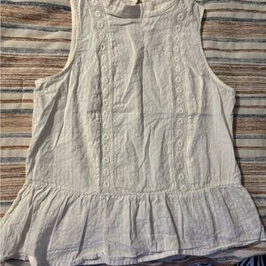 June & Hudson Cream Sleeveless Peplum Blouse